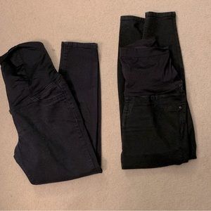 Two pair of black maternity skinny jeans, size 8.